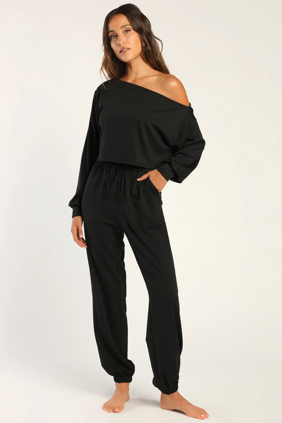 Unconditional Comfort Black Drawstring Joggers | Lulus (US)