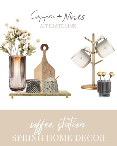 Spring coffee station refresh ✨

Gold spoons, amber glass vase, spring floral, coffee bar, spring decor

#LTKhome #LTKSeasonal