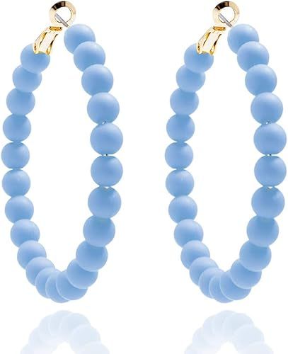 ZENZII Beaded Hoop Earrings Bohemian Circle Round Bead Earrings Chic Dangle Earrings for Women an... | Amazon (US)