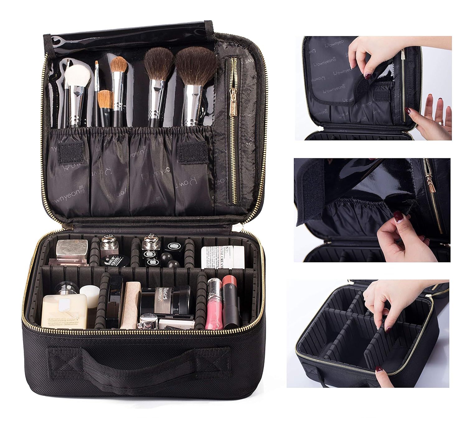 ROWNYEON Travel Makeup Bag Makeup Organizer Case Makeup Train Case Makeup Artist Bag Portable Cos... | Amazon (US)