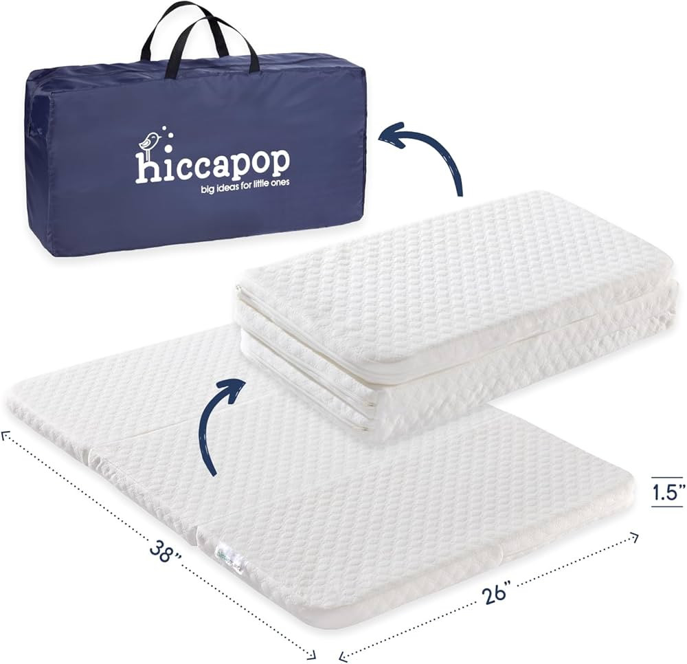 hiccapop Tri-fold Pack and Play Mattress Pad for Travel (38"x26"x1.5") with Carry Bag, Playard Ma... | Amazon (US)