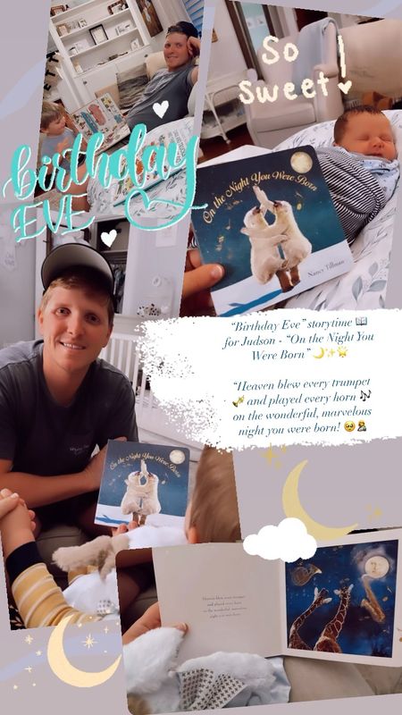 “Birthday Eve” storytime 📖 for Judson - “On the Night You Were Born” 🌙✨🌟 

“Heaven blew every trumpet 🎺 and played every horn 🎶 on the wonderful, marvelous night you were born! 🥹🤱

#LTKFamily #LTKHome #LTKBaby