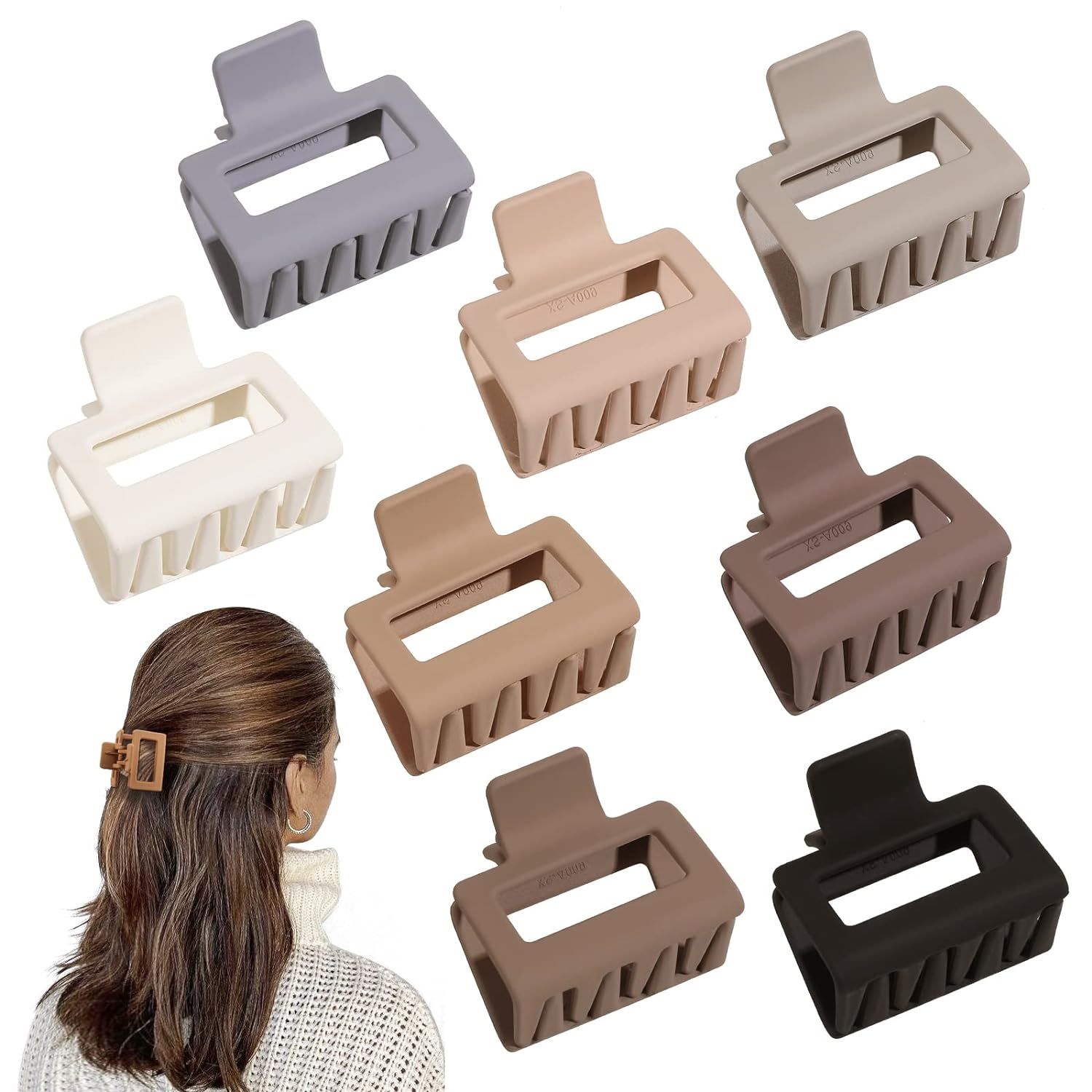 Hair Claw Clips for Women Thick Thin Hair - Medium Hair Clips Square Matte Claw Clips Small Recta... | Amazon (US)