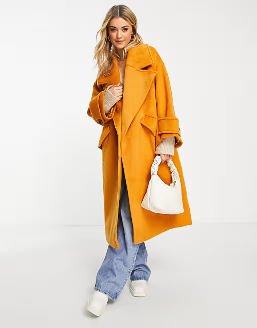 ASOS DESIGN oversized brushed chuck on coat in ginger | ASOS (Global)