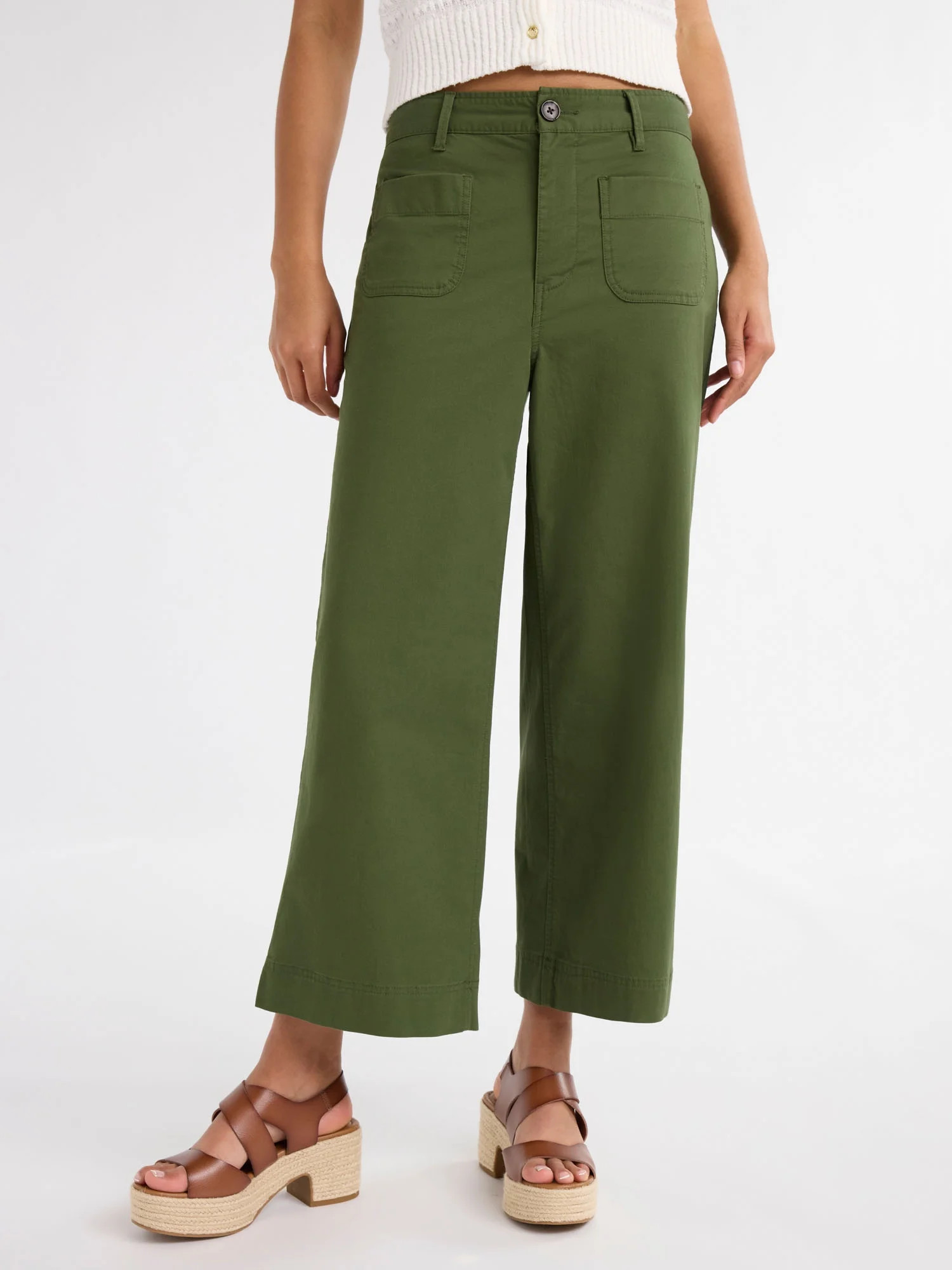 Free Assembly Women's and Women's Plus High Rise Cropped Wide Leg Pants, 26” Inseam, Sizes XS- ... | Walmart (US)