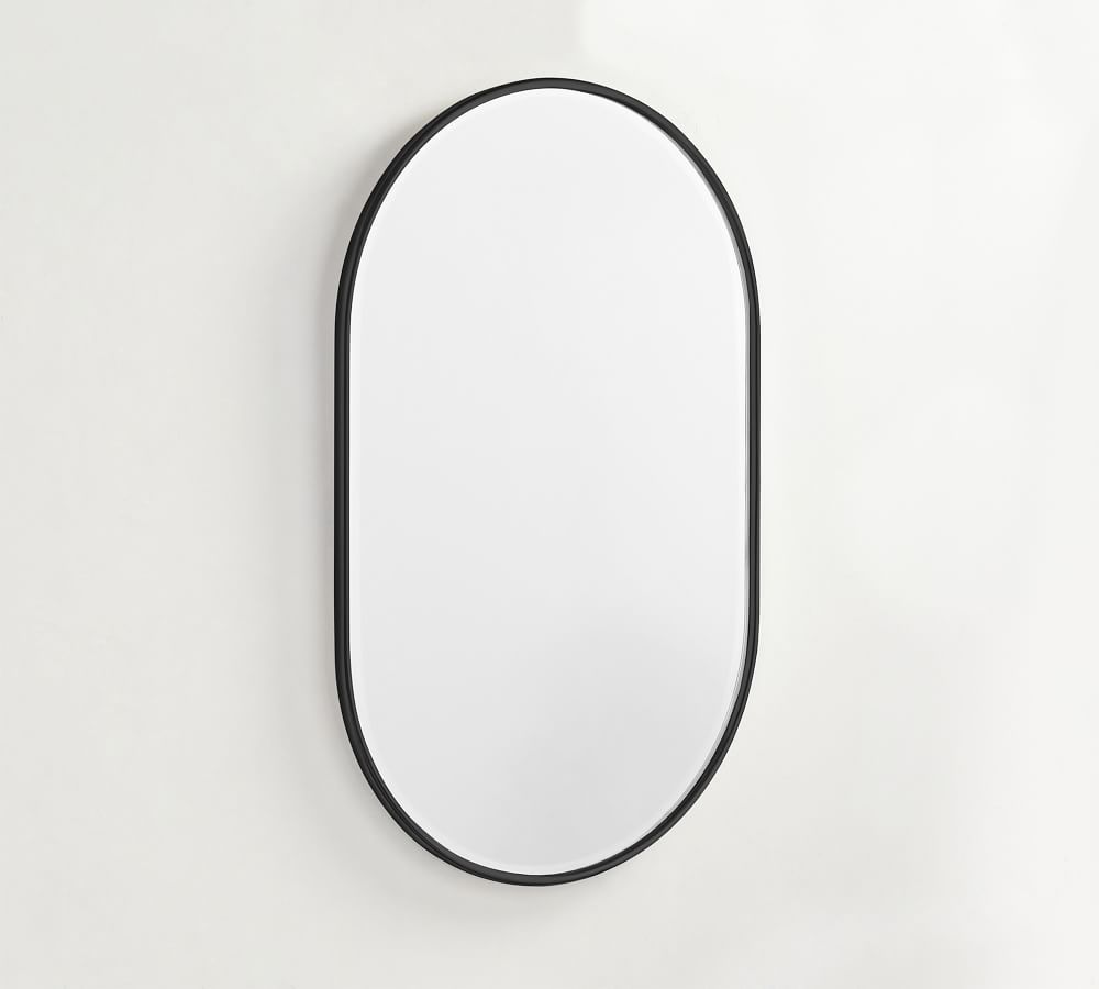 Matte Black Vintage Pill Shape Mirror, 24x38&amp;quot; with French Cleat Mount | Pottery Barn (US)
