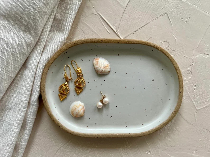 Handmade Small Oval Ceramic Tray | Catchall Tray | Stoneware Jewelry Tray | Pottery Kitchen Soap ... | Etsy (US)