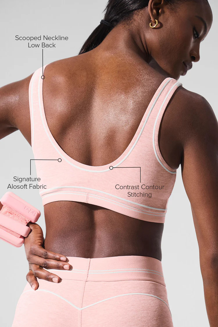 Alosoft Heart Throb Bra - Pink Quartz Heather/White | Alo Yoga (US)