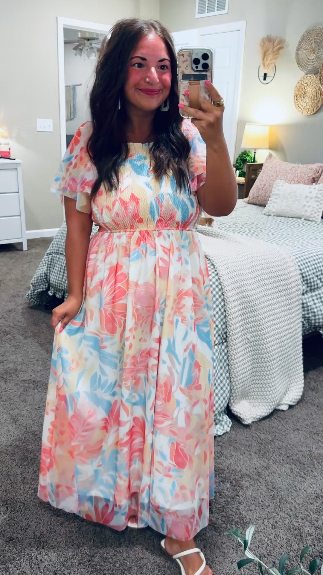 🌸 Floral maxi dresses are always a yes! This Amazon find is lightweight, flattering, and perfect for weddings, brunch, vacations, or any summer event. Such an easy throw-on-and-go dress you'll wear all season long!

sandals: fit a tad oversized // wearing a 5
dress: fits true to size // wearing a large 

 #LTKootd #LTKMidsize #LTKWorkwear