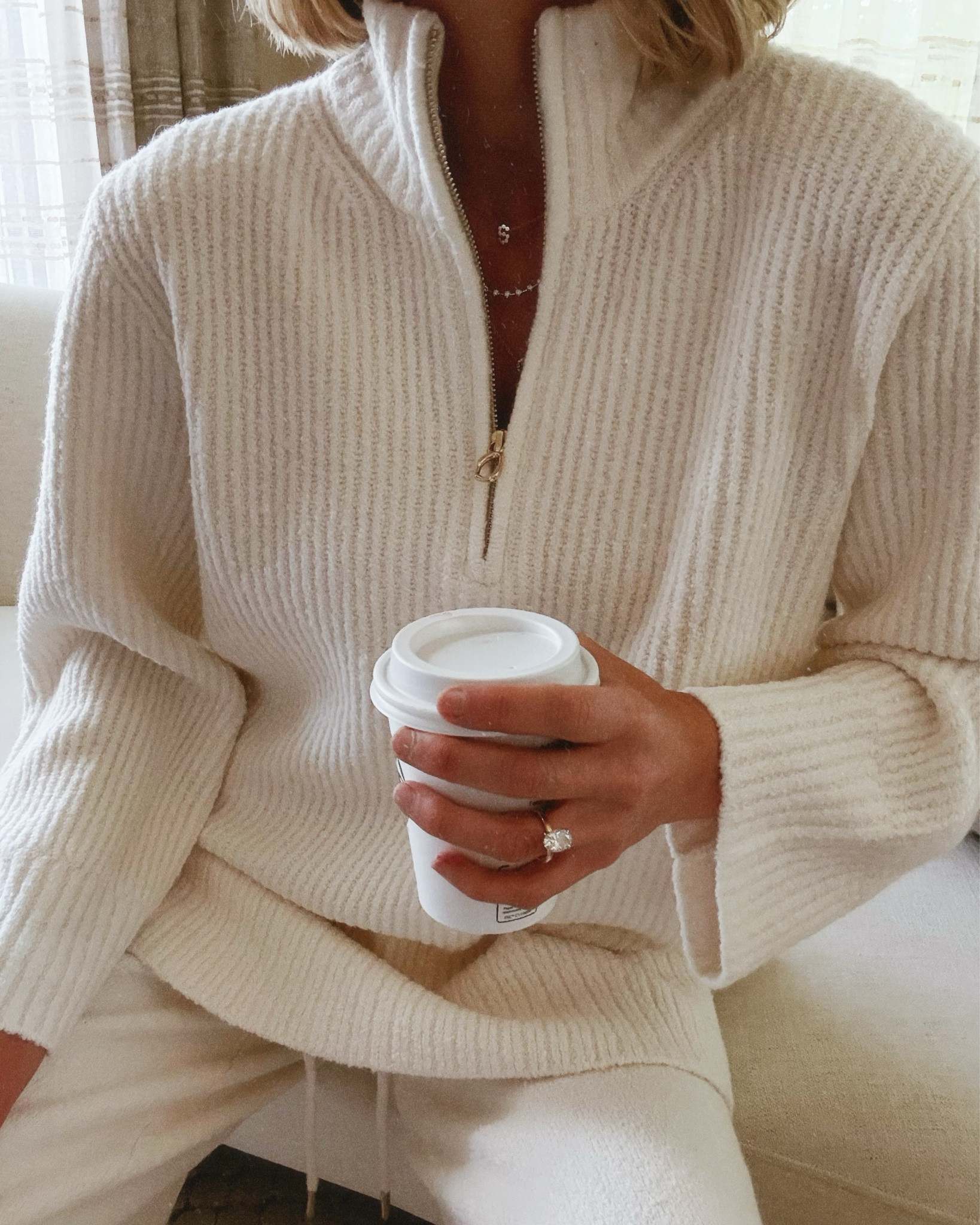 Love this super soft ribbed half zip and matching pants for fall. I'm wearing size small fits tts 