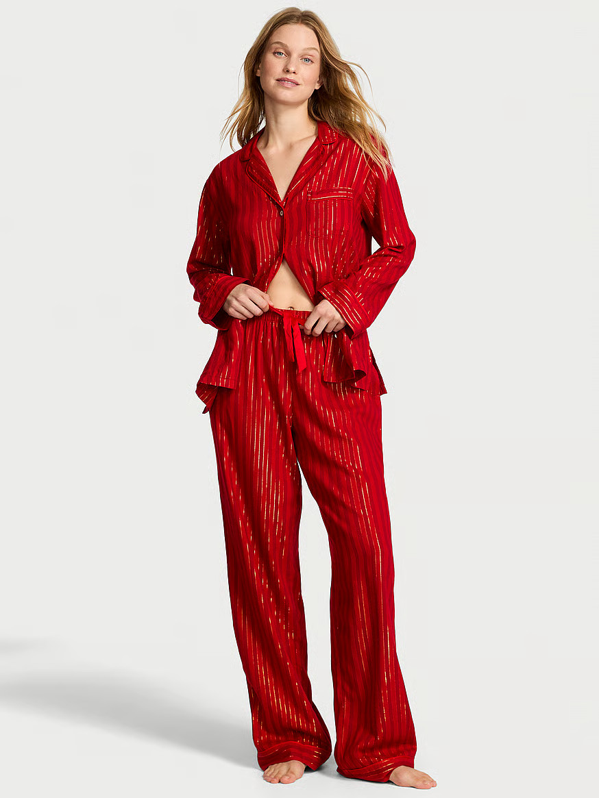 Buy Flannel Long Pajama Set, Lipstick Aspirin Dot - Order Pajamas Sets online - Victoria's Secret... | Victoria's Secret (US / CA )