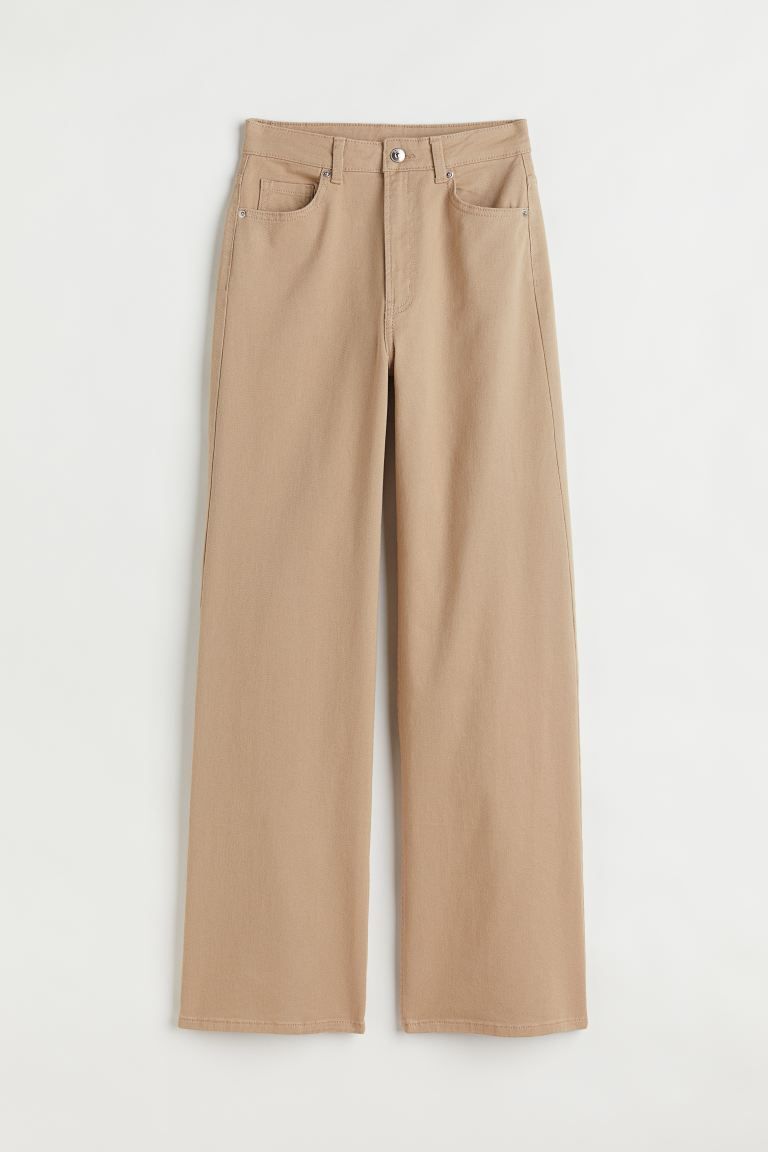 New ArrivalLong, 5-pocket pants in stretch cotton twill. High waist, zip fly with button, and str... | H&M (US + CA)