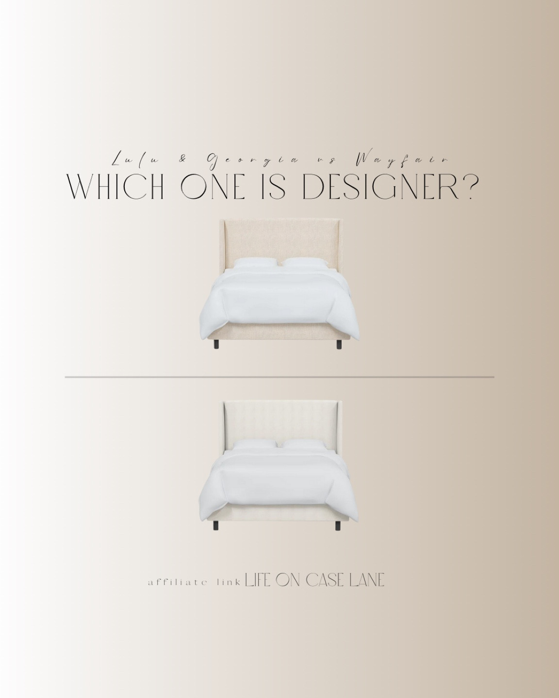 Can you spot the designer?

Lulu and Georgia upholstered bed, look for less bed, guest bed, king bed, queen bed, white bed, modern home, furniture dupe 

#LTKhome