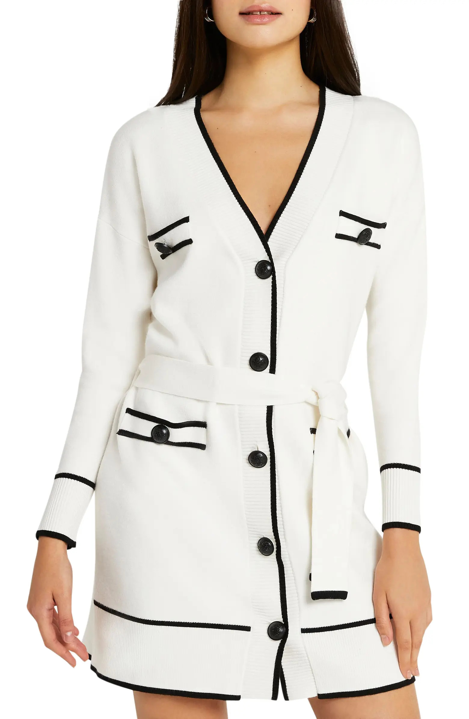 River Island Tipped Belted Cardigan | Nordstrom | Nordstrom