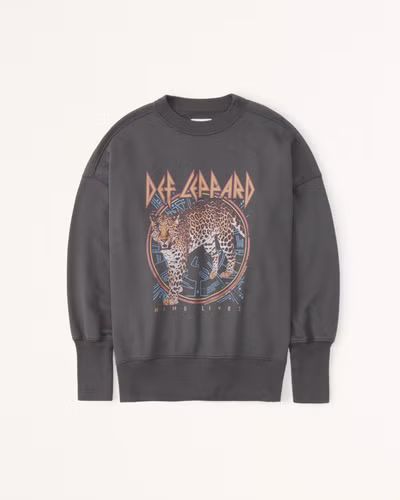 Women's Oversized Boyfriend Def Leppard Graphic Sweatshirt | Women's Tops | Abercrombie.com | Abercrombie & Fitch (US)