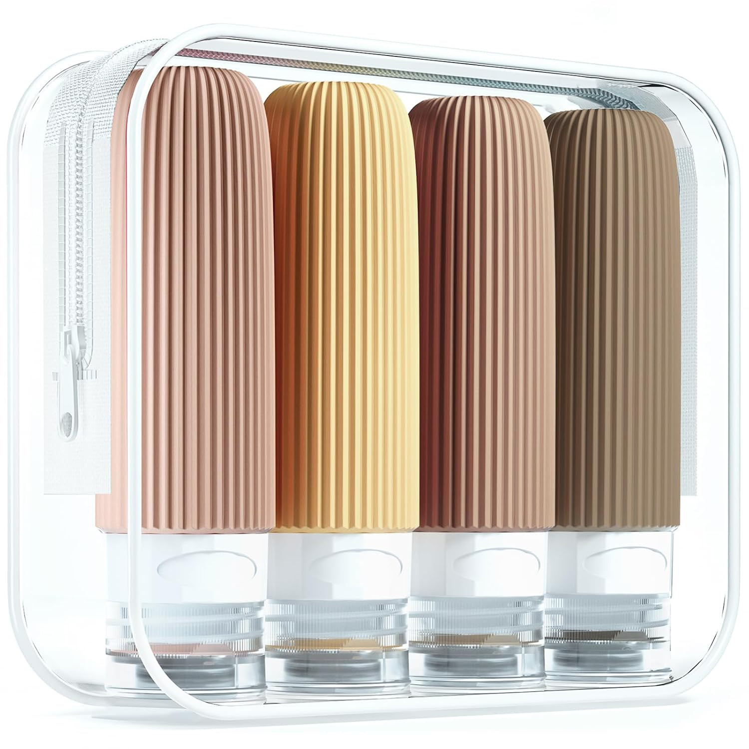 Travel Bottles for Toiletries, Tsa Approved 3oz Portable Travel Bottles, BPA Free Leak Proof Squeezable Silicone Travel Size Containers, Travel Accessories with Clear Toiletry Bag (4 Pack) | Amazon (US)
