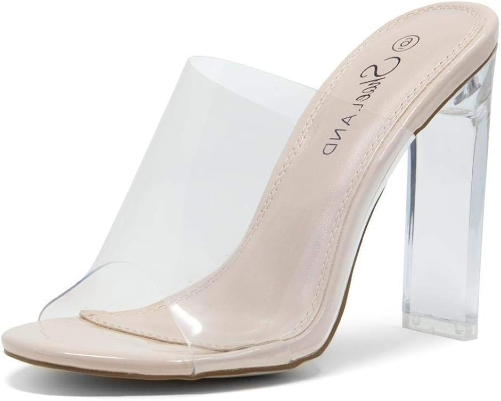 SL-CLLAARY Perpex Heel Ankle Strap Adjustable Buckle Lucite Clear Block Chunky High Heel Open Toe... | Amazon (US)