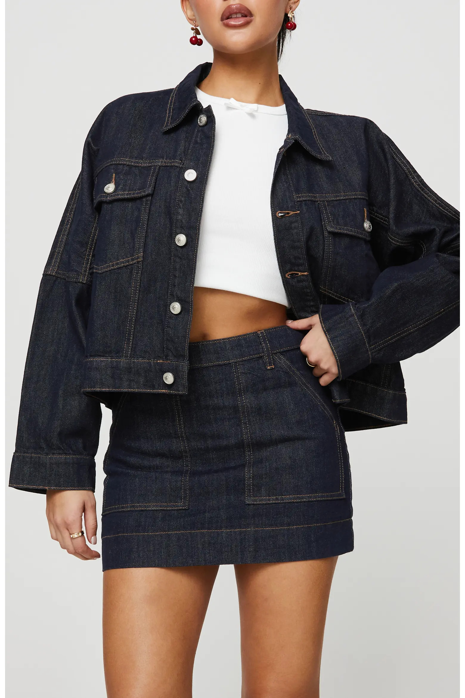 Princess Polly Hughes Boxy Crop Denim Jacket (Women) | Nordstrom | Nordstrom