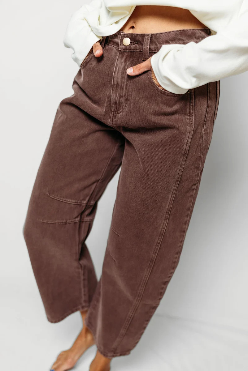 Arya 100% Cotton Barrel Pants in Red Bean | Worth Collective