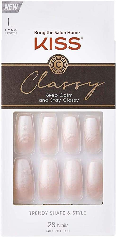 KISS Classy French Nail Manicure Kit with Gel Finish, Long, Coffin Shaped, Includes Mini Nail Fil... | Amazon (US)