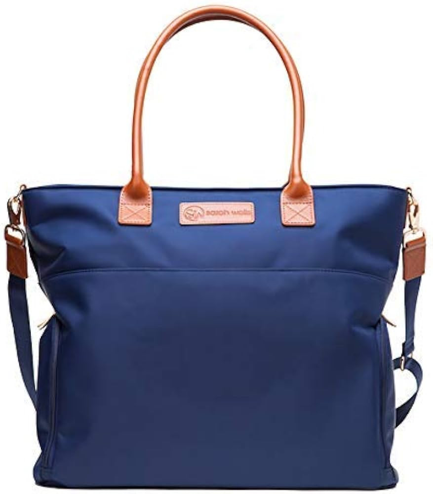Sarah Wells Abby Breast Pump Bag with Real Leather Straps (Navy) | Amazon (US)