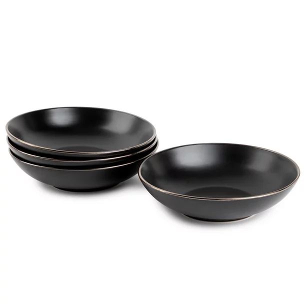 Thyme & Table Dinnerware Black Onyx Stoneware Round Bowls, 4 Pack - Walmart.com | Walmart (US)