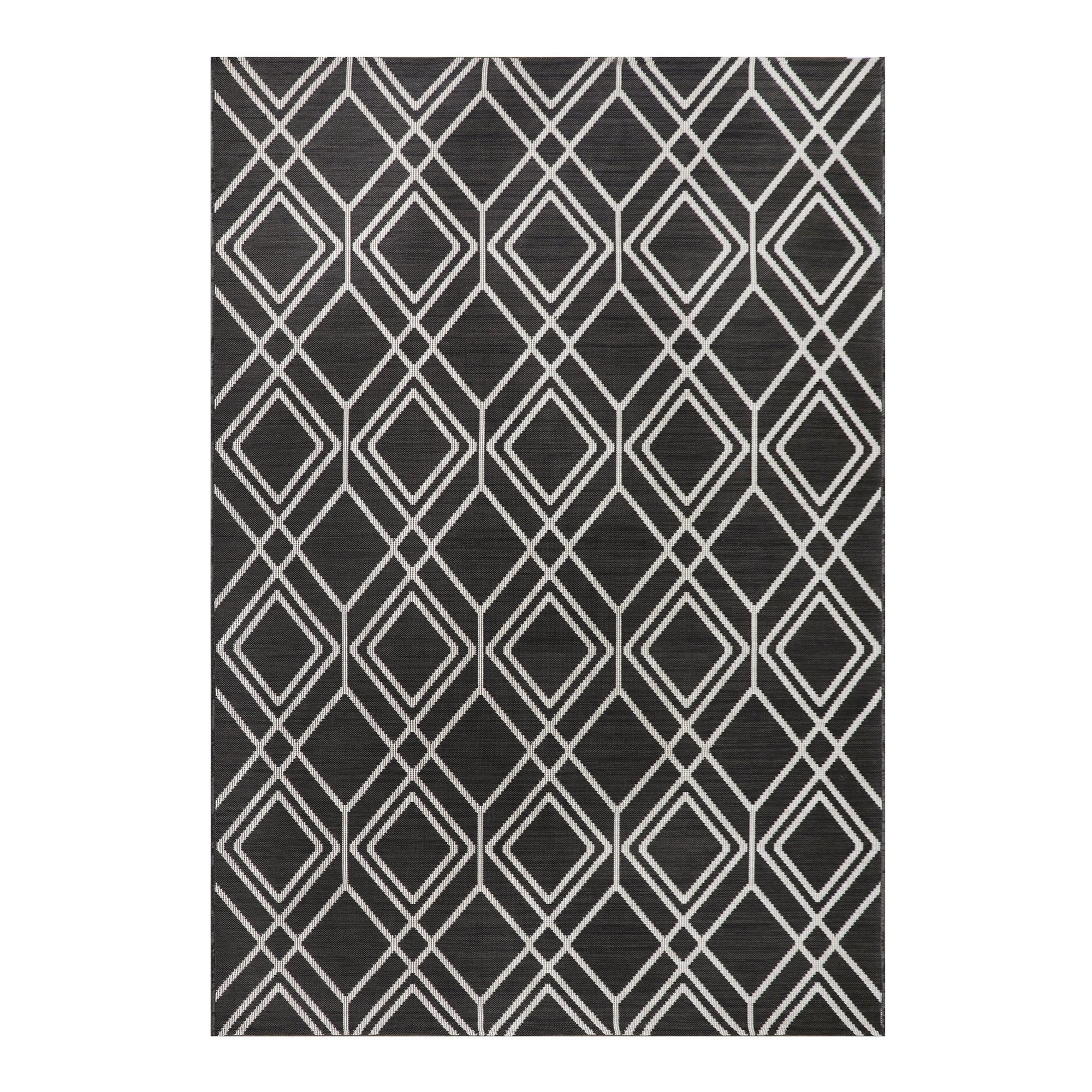 Better Homes & Gardens Grey Diamond Geo Woven Outdoor Rug, 7' x 10' | Walmart (US)