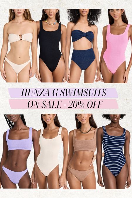 Hunza G swimsuits on sale for 20% off!  These are the best swimsuits - so comfortable and flattering ✨ 

Hunza g sale, shopbop sale, swimsuit sale, one piece swimsuit, mom swimsuit, pink swimsuit, black one piece swimsuit, white swimsuit, purple bikini, white bikini, striped swimsuit, shopbop, Christine Andrew 

#LTKsalealert #LTKSeasonal #LTKswim