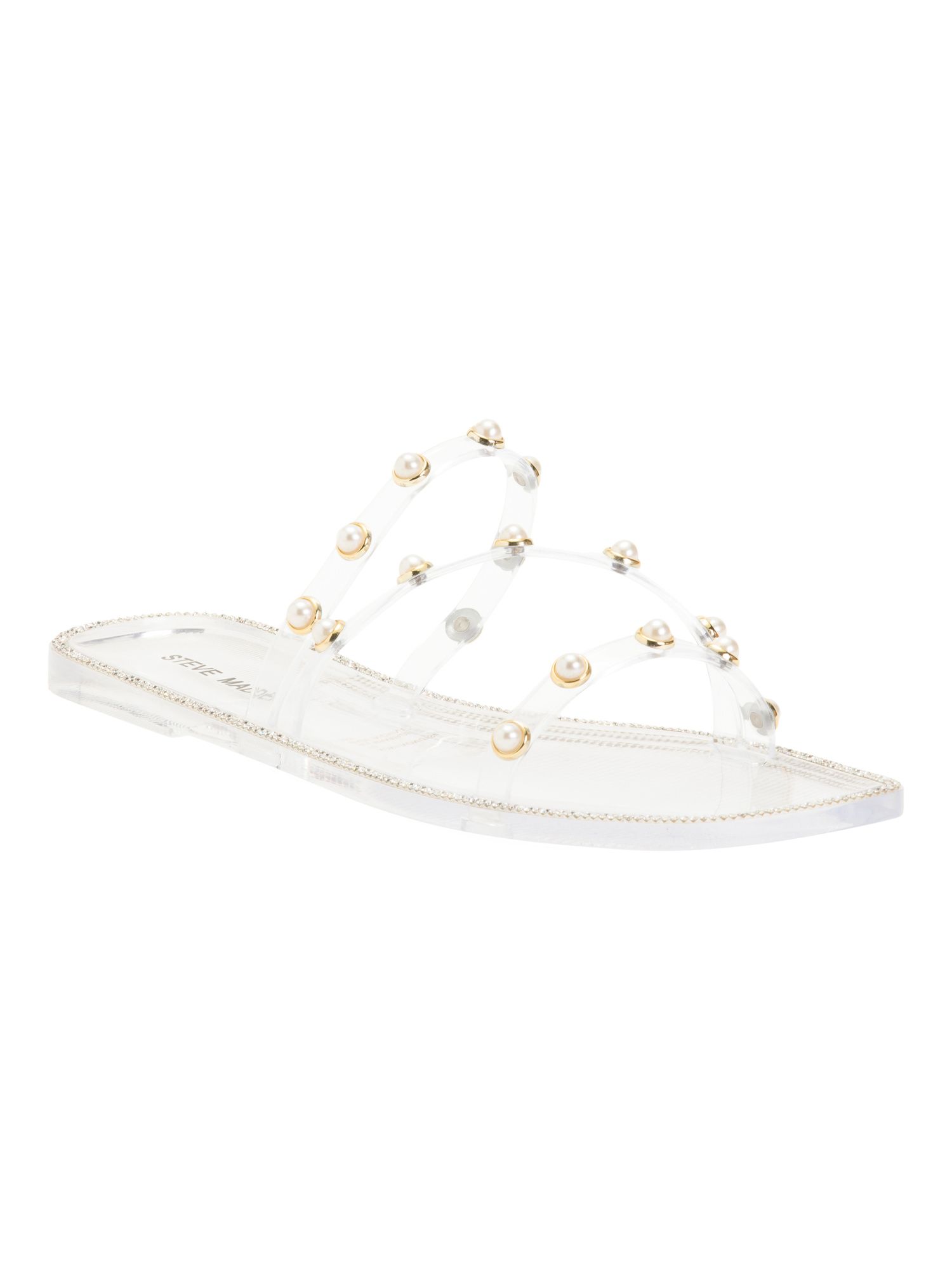 Studded Pearl Embellished Flat Sandals | TJ Maxx