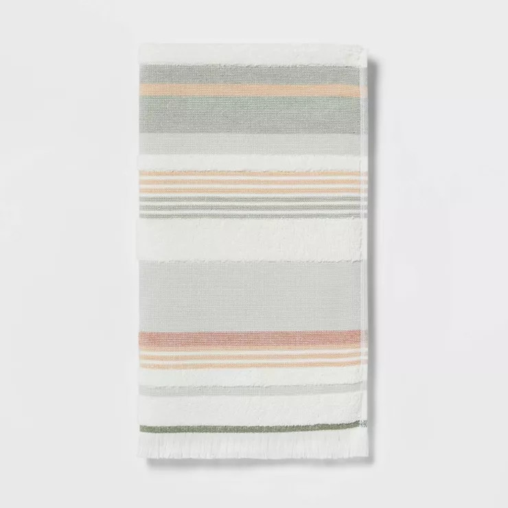 Striped Flat Woven Towel Green - Threshold™ | Target