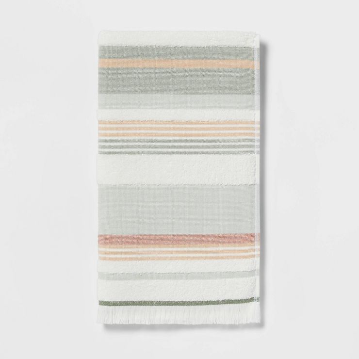 Striped Flat Woven Towel Green - Threshold™ | Target