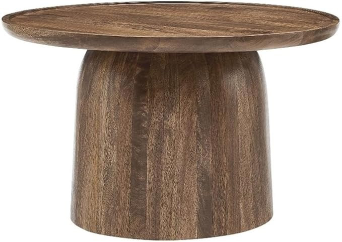 Modway Holloway 30 Inch Round Mango Wood Coffee Table in Walnut – Contemporary Circle Drum for ... | Amazon (US)