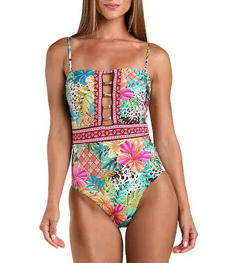 Sunshine '79 Paradise Heat Tropical Bandeau One Piece Swimsuit | Dillard's | Dillard's