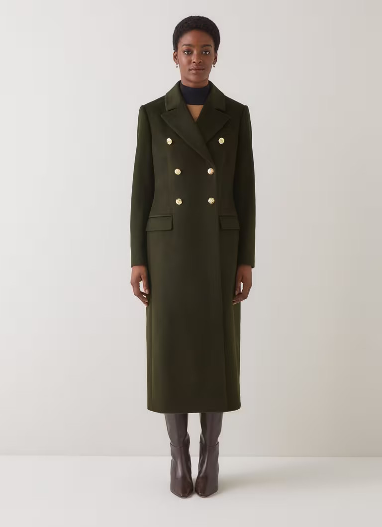 Natalia Green Wool Fitted Double Breasted Coat | L.K. Bennett (UK)