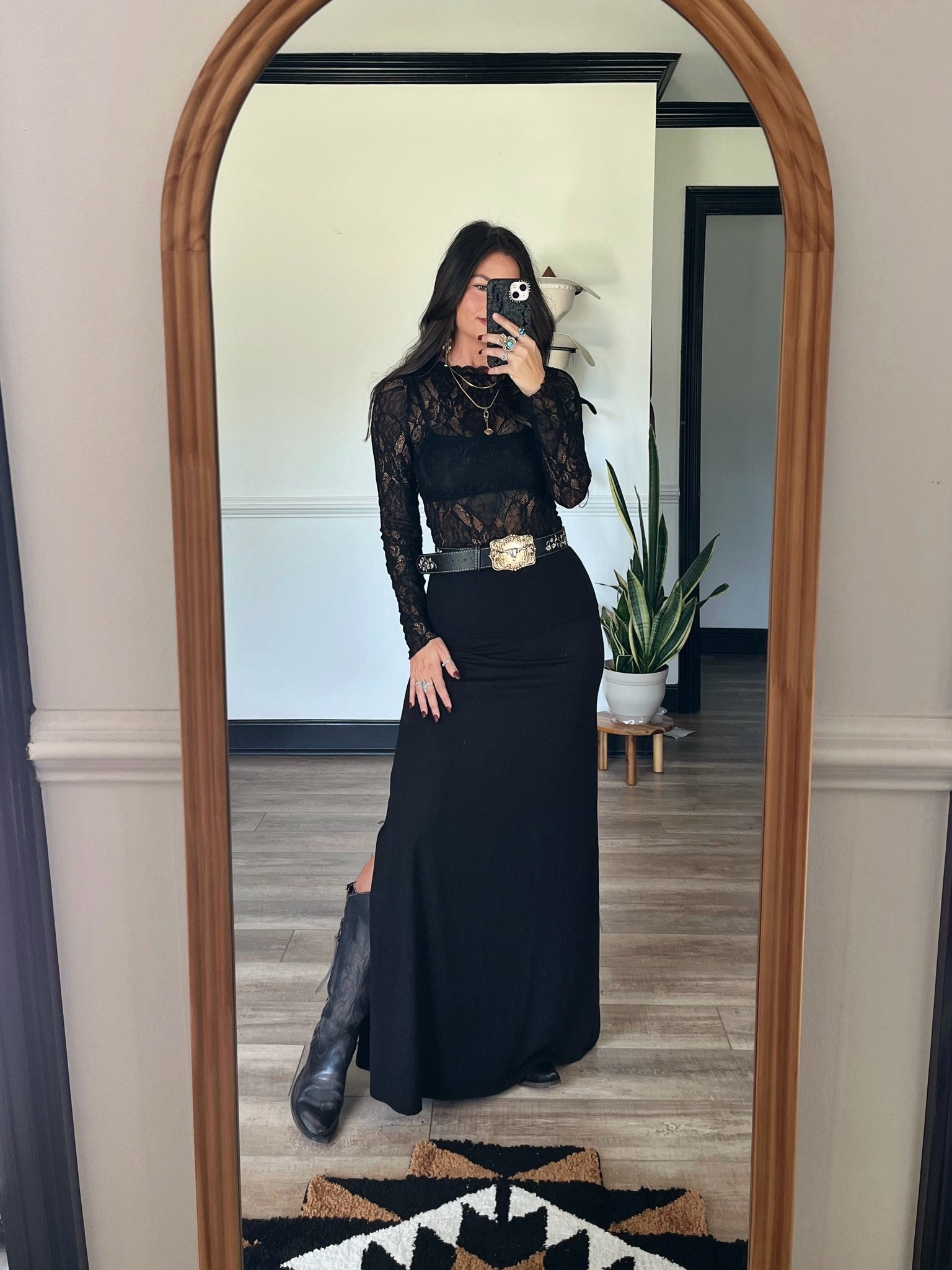 All black western chic look with a mixture of silver & gold accessories! Wearing xs tops, belt, and small skirt! Necklace was from Twisted Silver code LORI20 for 20% off their jewelry

#LTKootd #LTKgrwm #LTKSeasonal