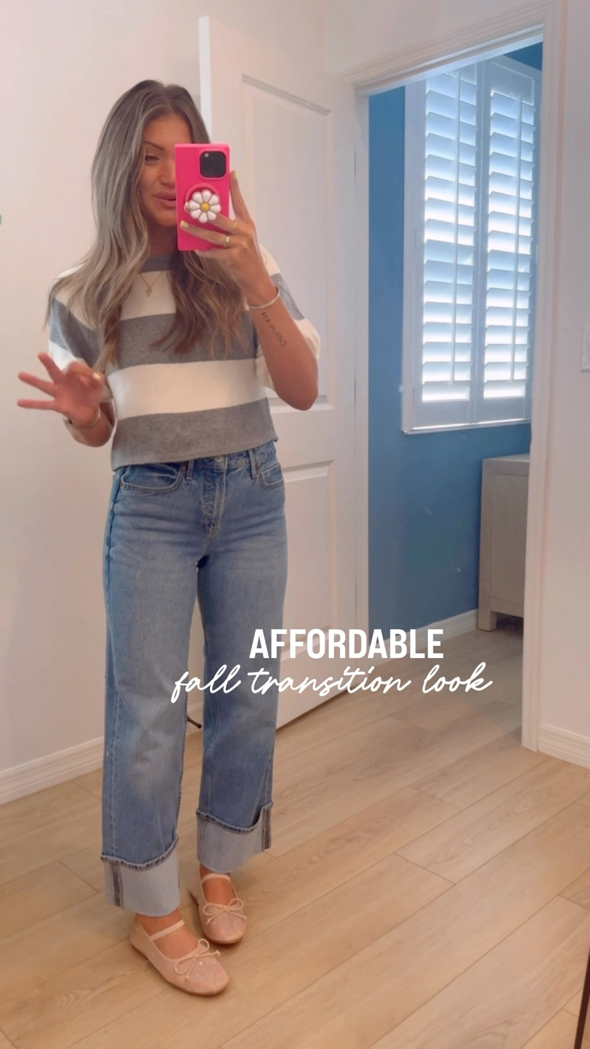 XS sweater top // 2 PETITE jeans.. prob could’ve done a 0 to be honest.. I’ve got room in the waist. Old Navy denim tends to run big FYI! So I would suggest ordering down. For reference: I’m just about 5’4, size 2/26 or S is my true sizing. 

Cutest outfit idea that’s classy but comfy! These jeans are so comfortable and really cute with the cuff. The entire look gives expensive vibes BUT it’s all very affordable from Old Navy + Amazon! 👏🏻 The top is sooo soft— you’ll love it. This look is cute for everyday wear, going out to dinner or even for those of you who can wear denim to work (super cute for you teachers!). #oldnavystyle #amazonfashion #affordableoutfitideas #outfitideas #falltransition 