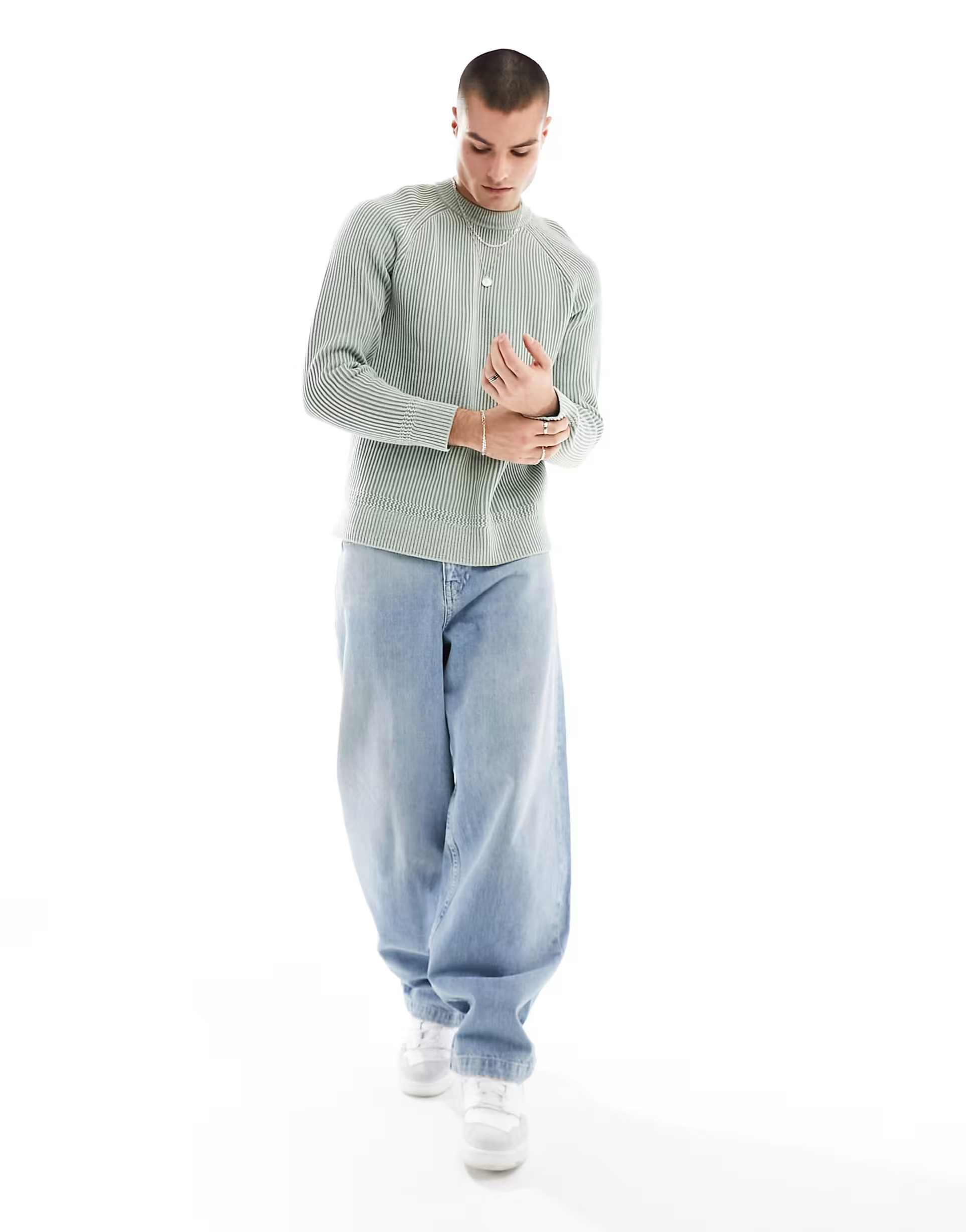 Abercrombie & Fitch heavyweight crew neck knit jumper in green | ASOS | ASOS (Global)