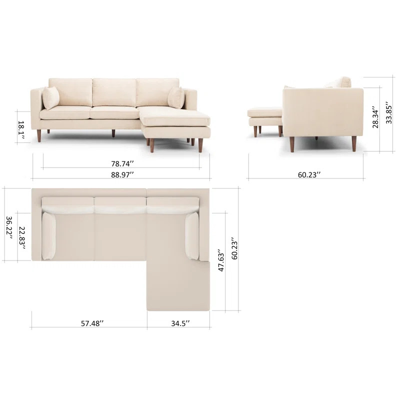 Aaron 88.98" Wide Reversible Sofa & Chaise | Wayfair North America