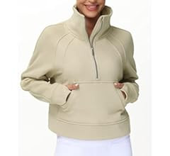 THE GYM PEOPLE Womens' Half Zip Pullover Fleece Stand Collar Crop Sweatshirt with Pockets Thumb H... | Amazon (US)