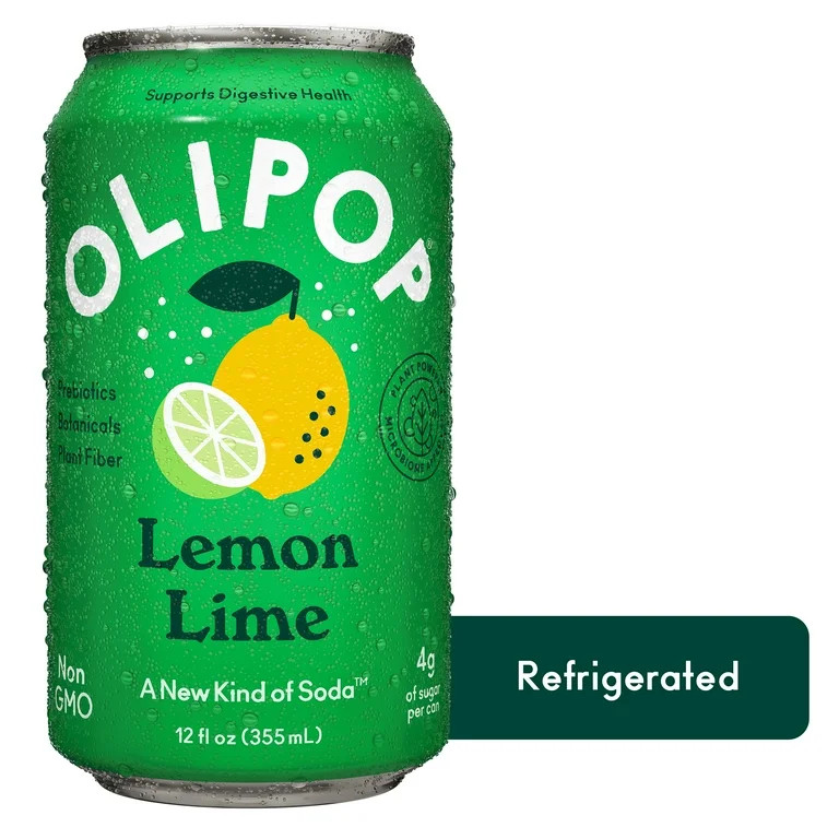 OLIPOP Prebiotic Soda, Lemon Lime, 12 fl oz, Refrigerated | Walmart (US)