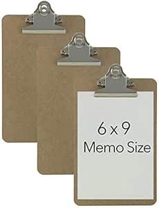Memo Size 6'' x 9'' Clipboards Standard Clip Hardboard (Pack of 3) (Pen Not Included - for Scale ... | Amazon (US)