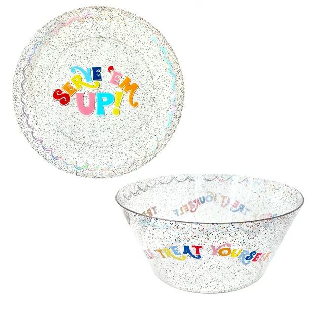 Packed Party 'Serve 'Em Up' Glitter Serving Bowl & Platter - Walmart.com | Walmart (US)