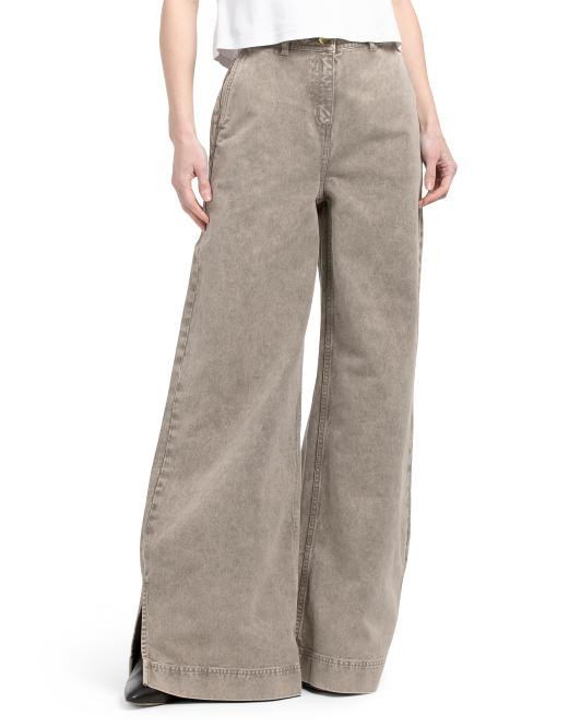 Made In Portugal Eileen Wide Leg Pants With Slit Cuffs | TJ Maxx