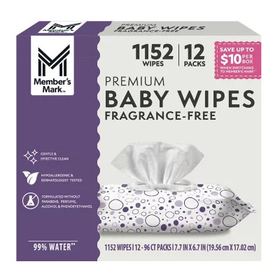 Member's Mark Premium Baby Wipes, Fragrance Free, 12 pk., 1152 Wipes | Sam's Club