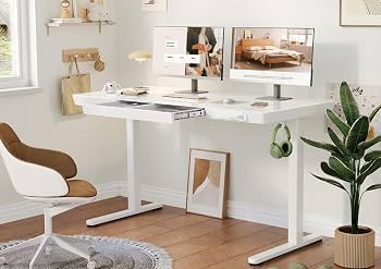 Glass Standing Desk with Drawers, 48 x 24 Inch Electric Stand Up Desk with USB Ports, Adjustable ... | Amazon (US)