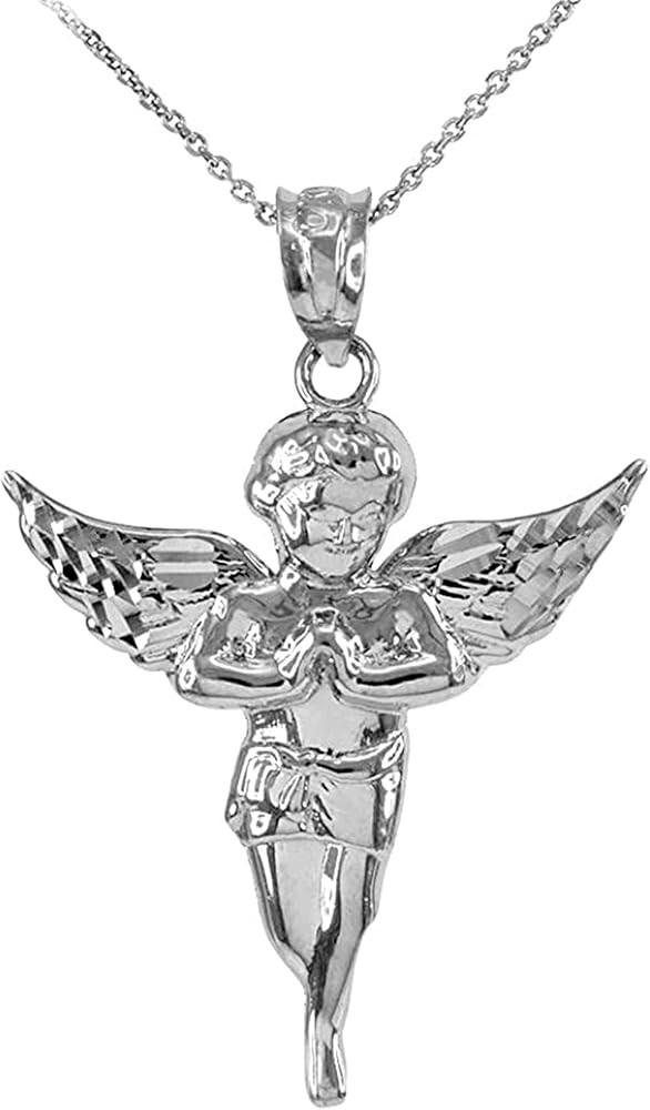 Religious Jewelry .925 Sterling Silver Angel Charm Pendant - Choose Pendant Only or Necklace with... | Amazon (US)