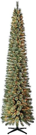 Home Heritage Stanley Cashmere 9-Foot Pencil Pine Artificial Christmas Tree Prelit with 500 Clear In | Amazon (US)