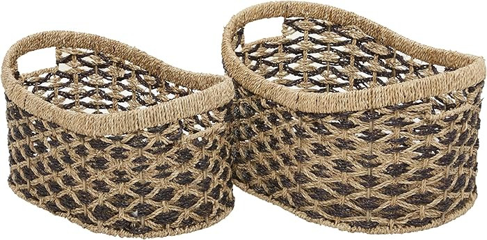 Deco 79 Seagrass Handmade Decorative and Functional Storage Basket Two Toned Basket Organizer wit... | Amazon (US)
