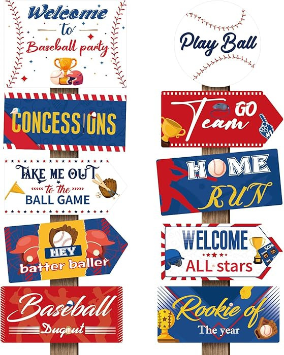 Hooqict 20 Pieces Baseball Party Sign Baseball Party Decorations Welcome to Baseball Party Direct... | Amazon (US)