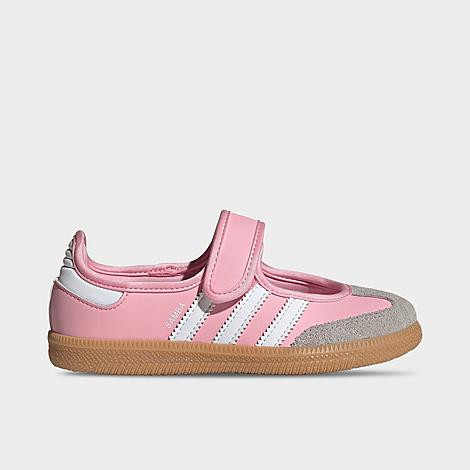 adidas Girls' Little Kids Originals Samba Jane Casual Shoes in Light Pink/Cloud White/Gum Size: 3.0 | Finish Line (US)